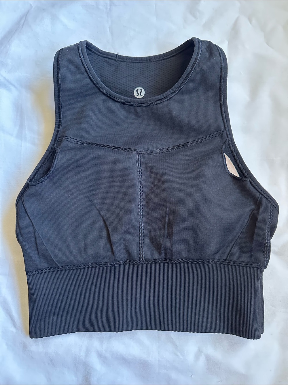 Lululemon Black High-Neck Long Line Sports Bra Cropped bra tank Ebb to TrainSz 4 - Picture 5 of 10